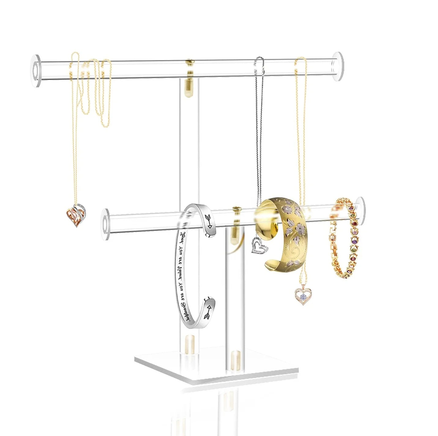 Elegant 2-Tier Clear Acrylic Eco-Friendly for Foldable Jewelry Display Rack Modern Bracelet Display Holder Organizer Stand