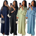MQ113 Middle Eastern Abaya Women Muslim Dress Elegant Long Sleeve Rhinestone Beaded Robe Long Dresses Women Casual Dresses