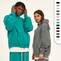 Unisex Streetwear Zip up Hoodie With Custom Logo Two Ways Zipper 350gsm Cotton Fleeced Full Zip Hoodies