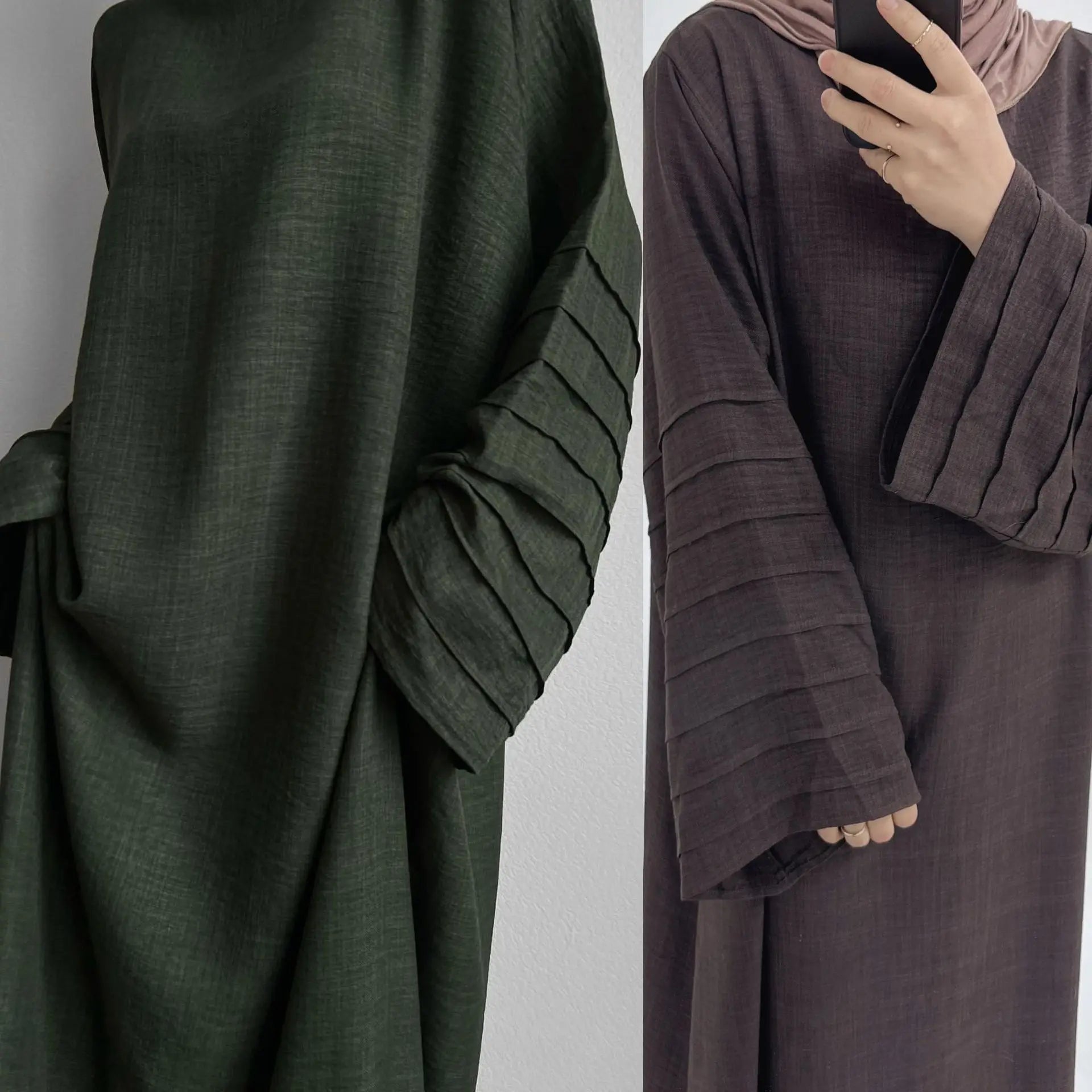 2024 New Solid Color Muslim Long Sleeve Maxi Dress High Quality Middle East Turkey Abaya Dress for Women