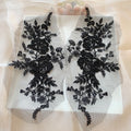 Handmade New Elegant Polyester Beaded Lace Brides Dress Headdress Black and White Flower Leaf Embroidery 44.5x17.5cm for Wedding