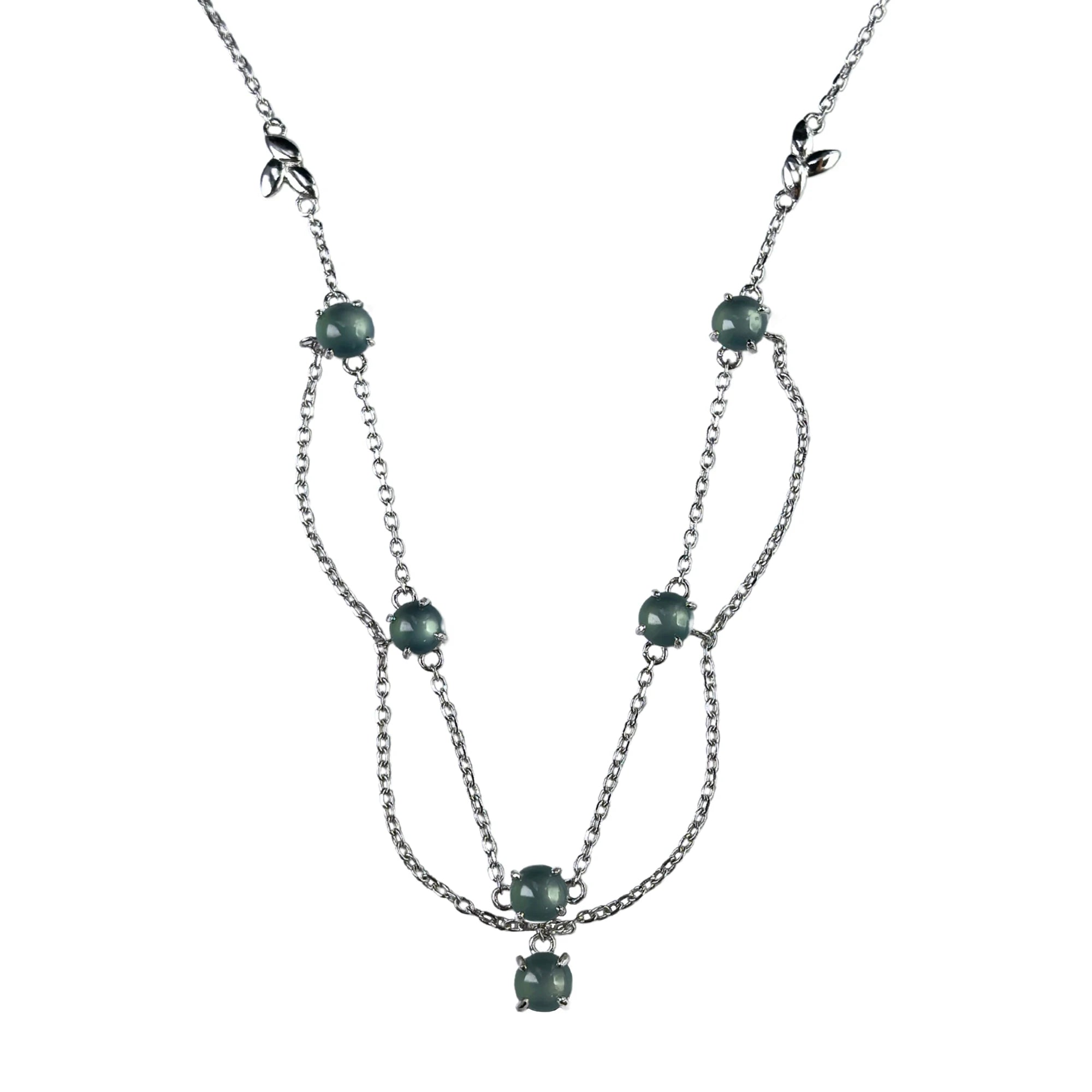 Gorgeous Rhodium Plated Silver 925 Jewelry Natural Jadeite Necklace for Women Fine Jewelry Necklaces