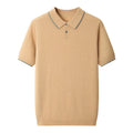 Wholesale Patchwork Polo Collar Men t Shirt Knitted Short Sleeves Sweater