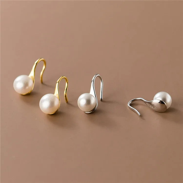 SP Sweet Fashion S925 Silver 18K Gold Plated Freshwater Pearl 925 Sterling Silver Earrings for Women