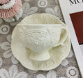Qian Hu 2022 New Retro Royal Embossed White British Afternoon Tea Set Porcelain Coffee Cup Saucer Teapot Ceramic Dish Plate