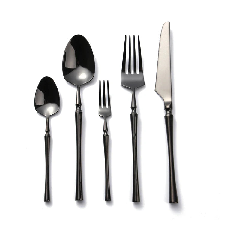 18/8 Stainless Steel Luxury Mirror Polish Colorful Golden 5-Piece Spoon Cutlery Set for Wedding & Home Use