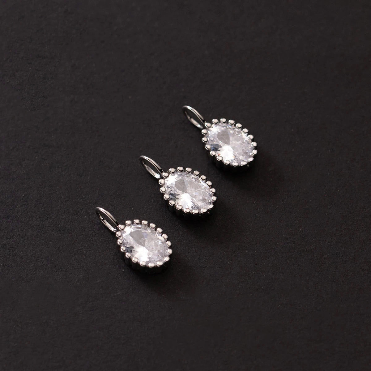 S925 Silver Zircon Drop Oval Pendant for Permanent Jewelry Making Charms