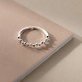 Smart S925 Sterling Silver Irregular Small Bead Couples Ring Opening Adjustable Men Women Rings
