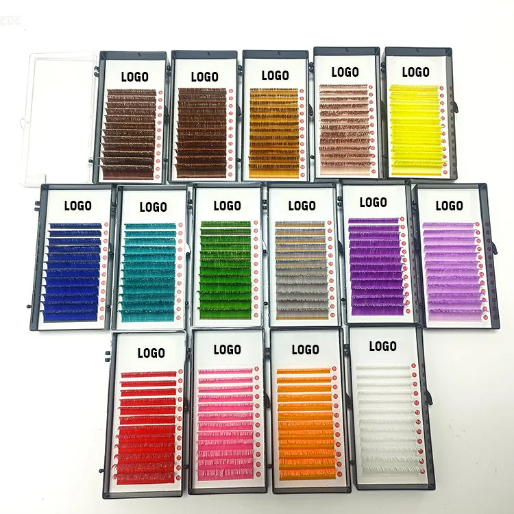Wholesale Bulk Faux Mink Trays False Individual Matte Black Eyelash Extension Private Label Glitter Lash