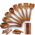 Factory Custom 15 Piece Teak Wooden Spoons for Cooking Kitchen Cooking Utensils Set Wooden Spatula Slotted Pasta Spoon