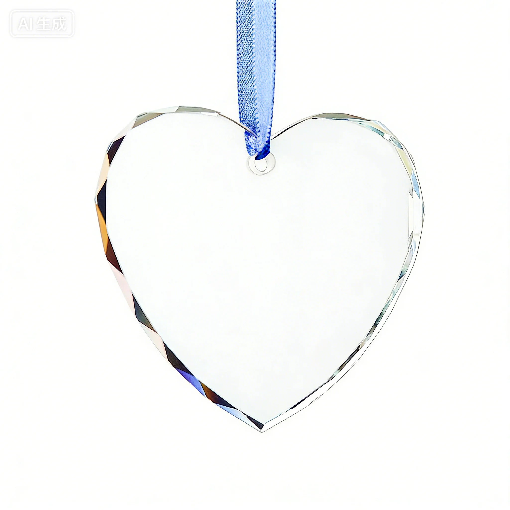 Small Bridge Blank Glass Christmas Tree Hanging Ornament Heart Shape Glass Pendant for UV Printing Round Pendant Home Decoration