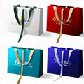 Ribbon Handle Gift Bags Packaging Boutique Shopping Luxury Paper Bag Your Own Logo Custom Paper Bags