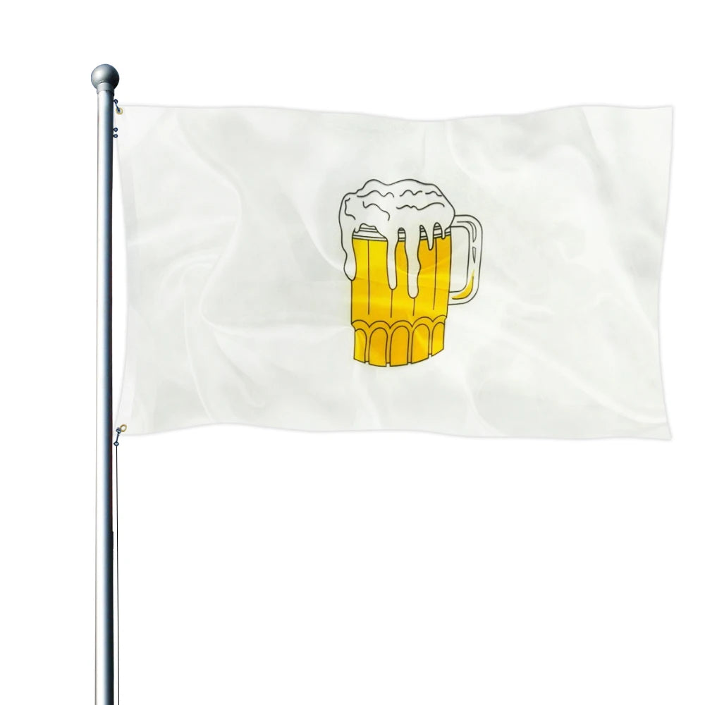 New Design 3x5ft Cartoon Beer Glass Flag for Yard Lawn Indoor Outdoor Decoration