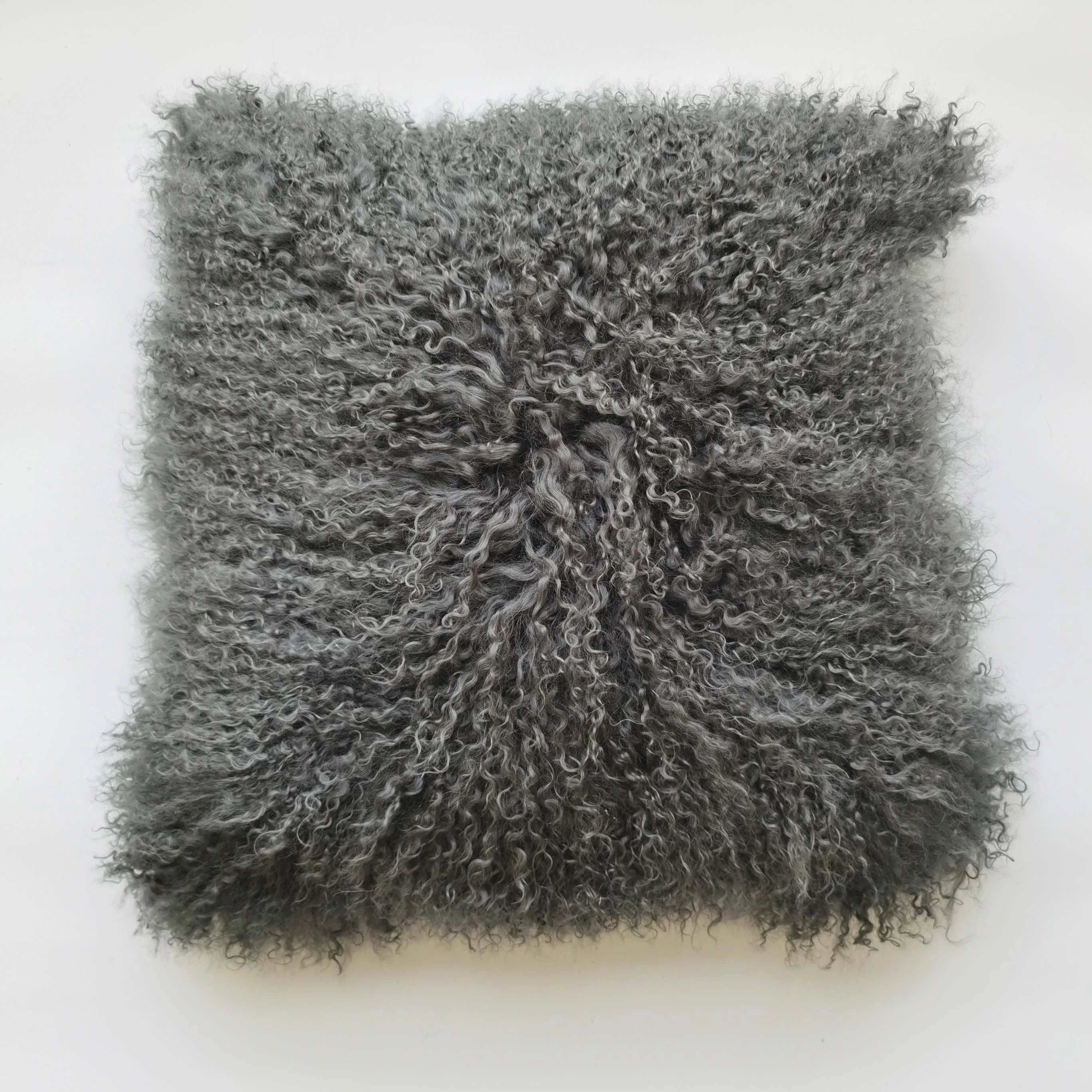 Luxury Natural Curly Mongolian Sheep Wool Square Pillow Cover Durable Tibetan Sheepskin Fur Cushion Patchwork Solid Home