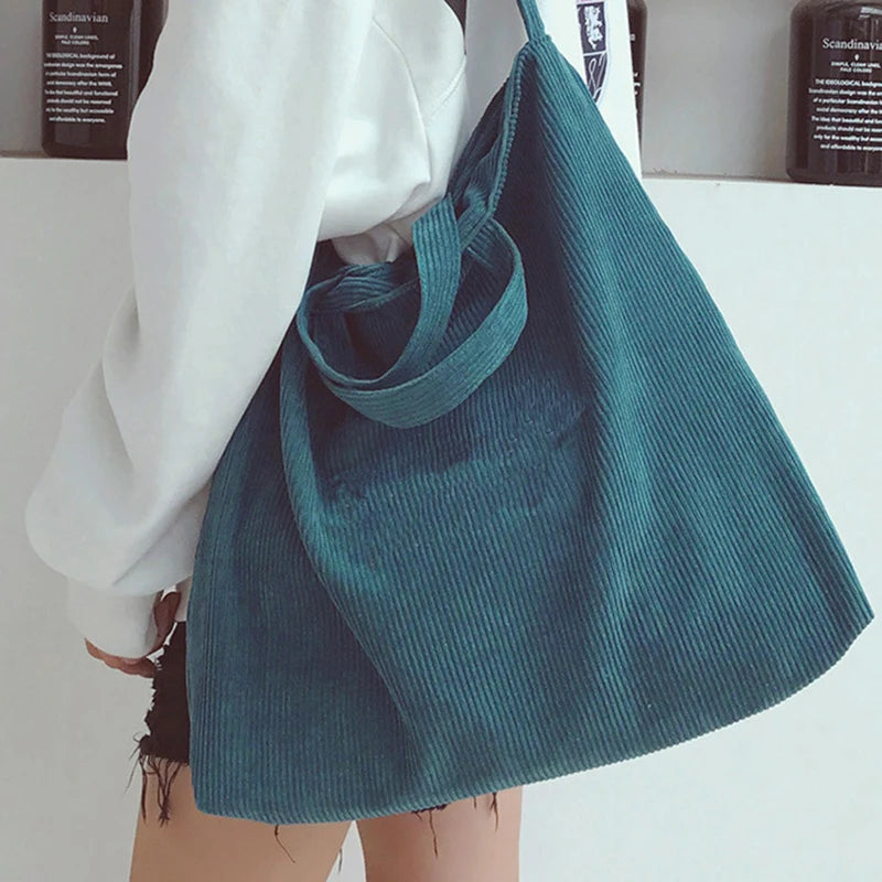 Women Retro Large Size Lint Shoulder Bag Hobo Handbag Casual Tote Lady Crossbody Bag
