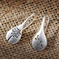 Huitan Refine Vintage Dandelion Carved Drop Earring Ethnic Ancient Silver for Women Pendant Earrings Fashion