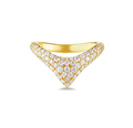 Good Fashion Silver &  Gold Plated Dome Style V-Shape Rings for Women Classic Pave Diamonds