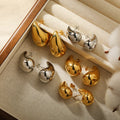 Waterproof Gold Silver Bold Earring Women Stainless Steel Jewelry 18K Gold C-shaped Chunky Statement Bold Hoop Earrings