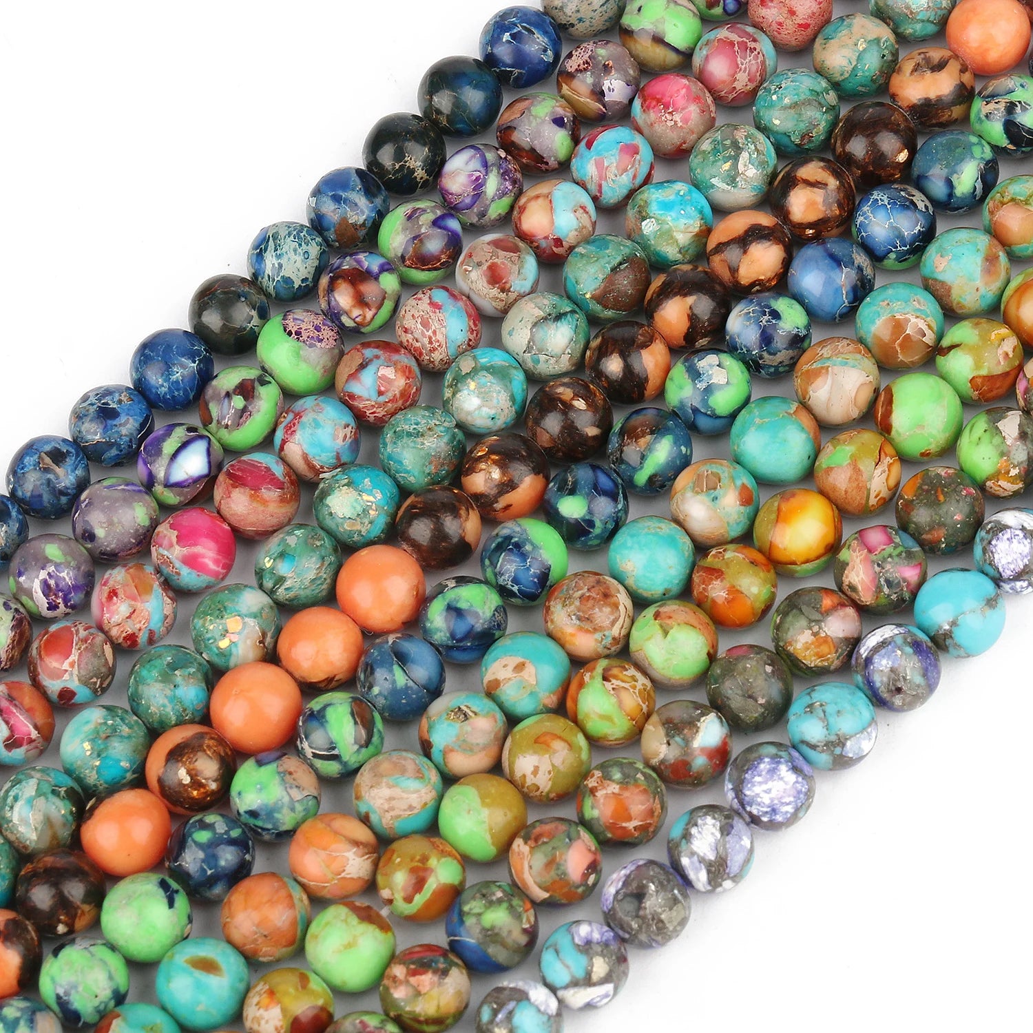 Wholesale 8mm round Japser Stone Beads Colorful Dye Sea Sediment for Jewelry Making DIY