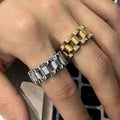 Ins Hot High End 18K Gold Plated Gold & Silver Band Rings Stainless Steel Rings for Women MegaBDM