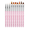 New Glitter Handle Nail Art Supply French Liner UV Gel Nylon Hair All Kit Pink Green Personalised 10 Pcs Nail Brush Set