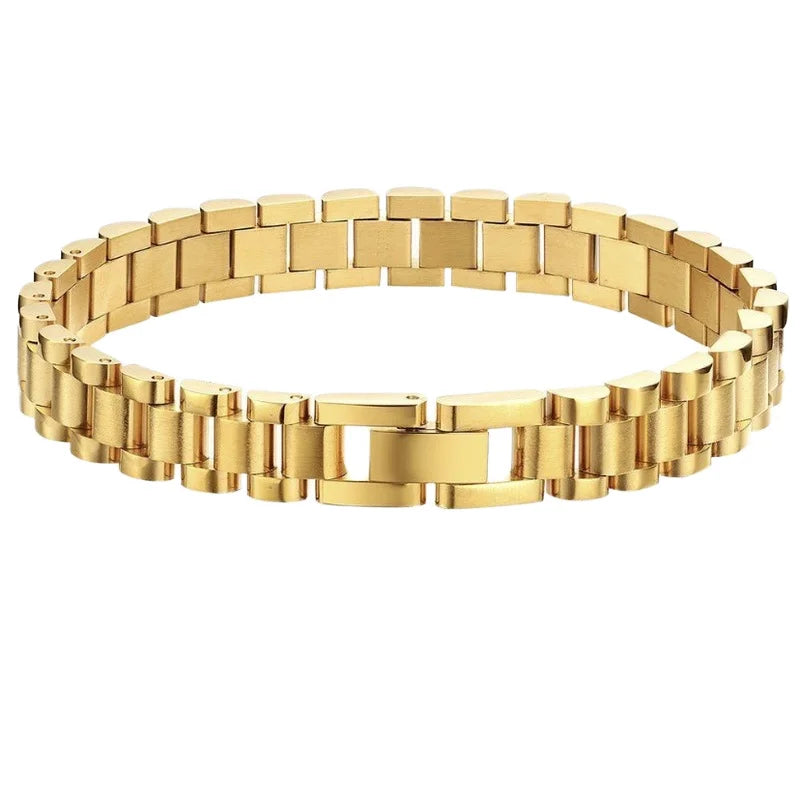 18k Gold Plated Trendy Geometric Couple Bracelet with Stainless Steel Strap Fine Jewelry-Perfect Gift for Party Occasions