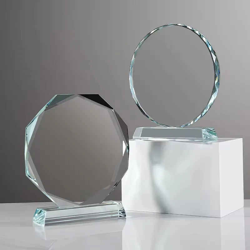 Hot Sale Cheap Blank Glass Octagonal Awards Medal Wholesale Various Sizes Trophy Kids Charity Community Plaque for Engraving