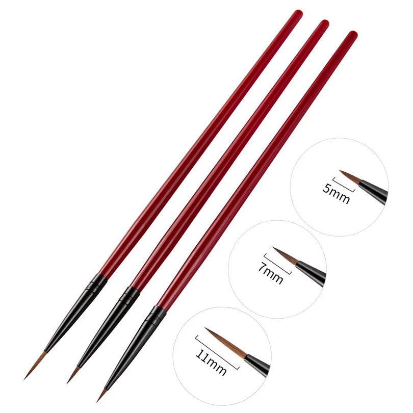 3pcs Nail Art Pattern Painting Nails Pen Brush Acrylic N Liner UV Gel Extension Builder Coating Drawing Pencil DIY Manicure Tool