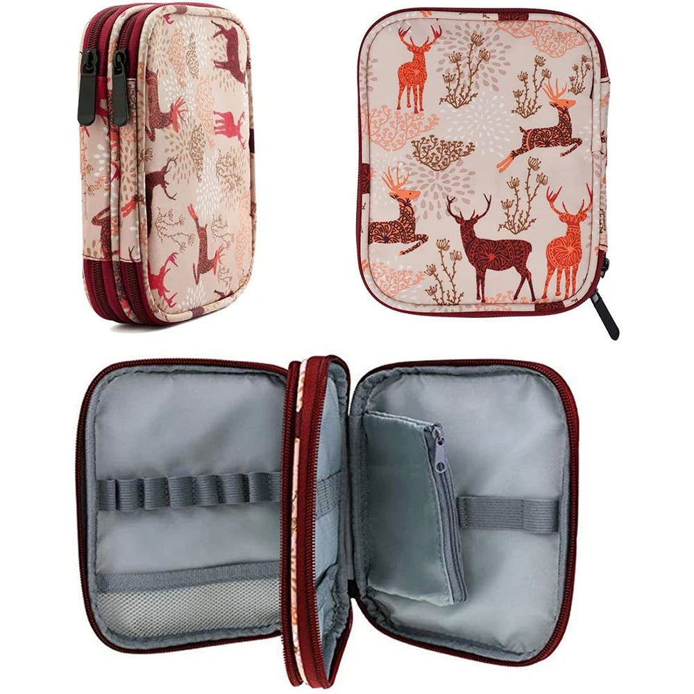 Crochet Hook Case Empty Zipper Bags Organizer Portable Travel Crochet Storage Bag  for Various Crochet & Knitting Tools