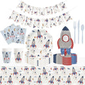 DAMAI Space Birthday Party Supplies Decorations Outer Space Theme Eco-friendly Disposable Paper Plates Set Galaxy Party Dessert