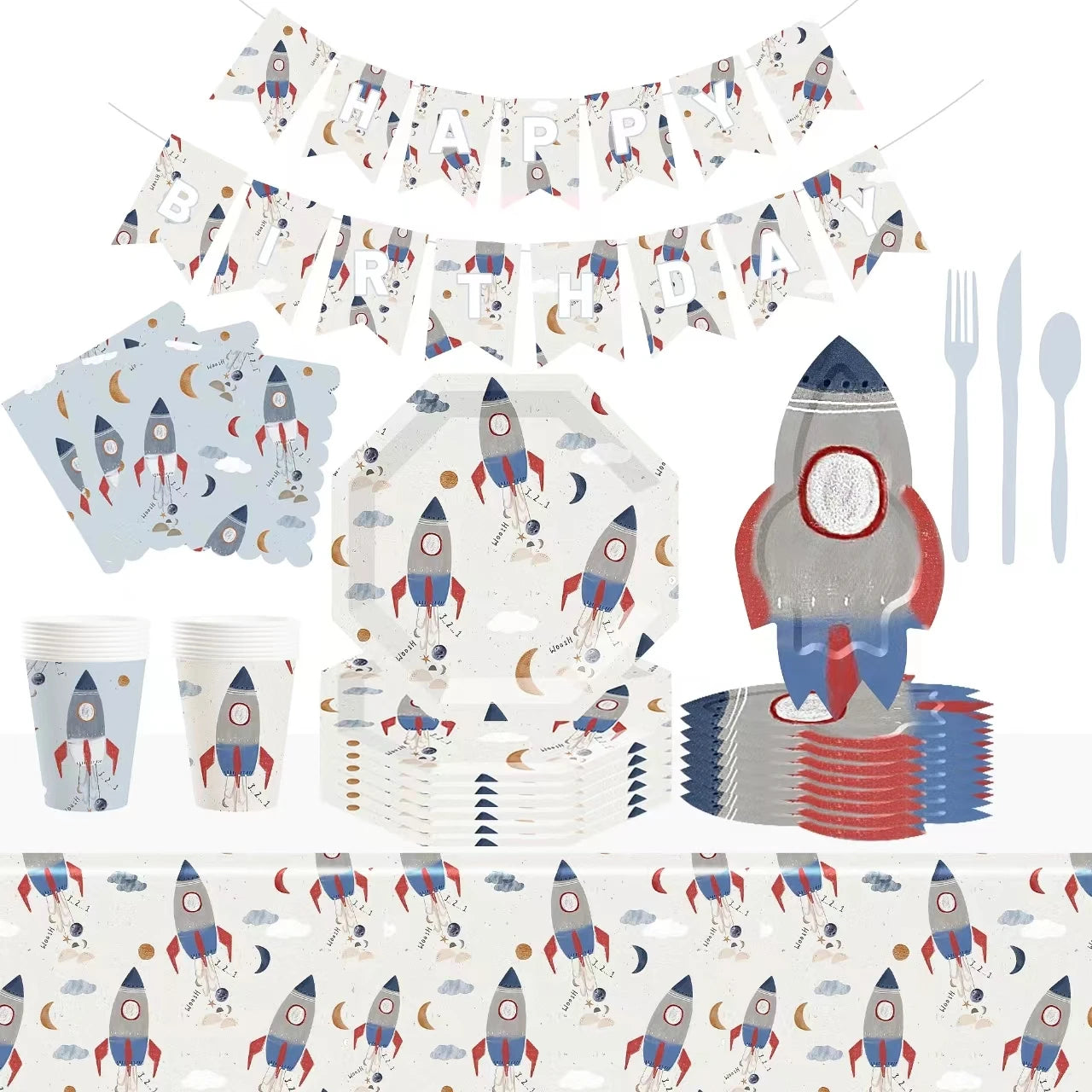 DAMAI Space Birthday Party Supplies Decorations Outer Space Theme Eco-friendly Disposable Paper Plates Set Galaxy Party Dessert