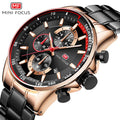 MINI FOCUS Fashion Stainless Steel Band Waterproof Quartz Men's Wristwatches Luxury Business Charm Watches Man Montre Homme