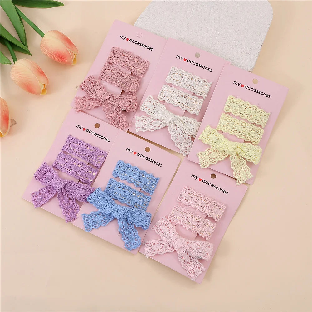 Handmade Lace Bow Hair Clips Princess Babybow Set Elegant Hair Clips Kids Hair Accessories