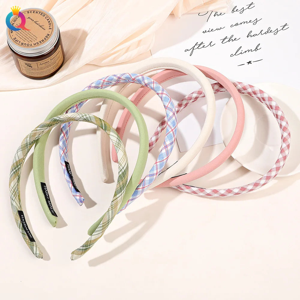 QIYUE Checkered Pattern Headbands Thin Hair Band Hoop Loop Women Hair Accessories