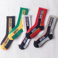 Custom Sport Letters Printing Solid Color Vertical Stripe Funny Youth Socks Cotton Socks Comfortable Unisex Crew Socks