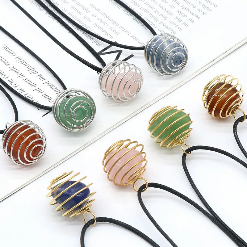 DIY Fashion Winding Amethyst Pendant Popular Natural Stone Copper Wire Women Necklace DIY Jewelry No Chain
