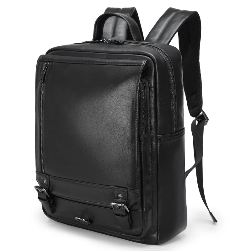 Men's Wholesale Vintage Black Back Pack Bags Men Genuine Leather Backpack Cowhide School Bags