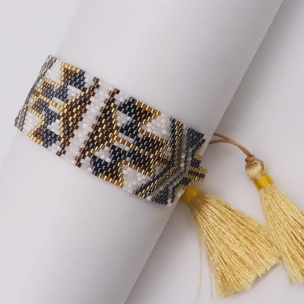 Handmade Bohemian Ethnic Style Woven Women's Bracelet Fashion Jewelry with Miyuki Beads Geometric Design Trendy Fashion Gift