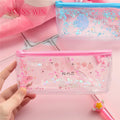 Popular Flowing Sand Pencil case Korean Pvc Pen Bag for Girl 1303 MegaBDM