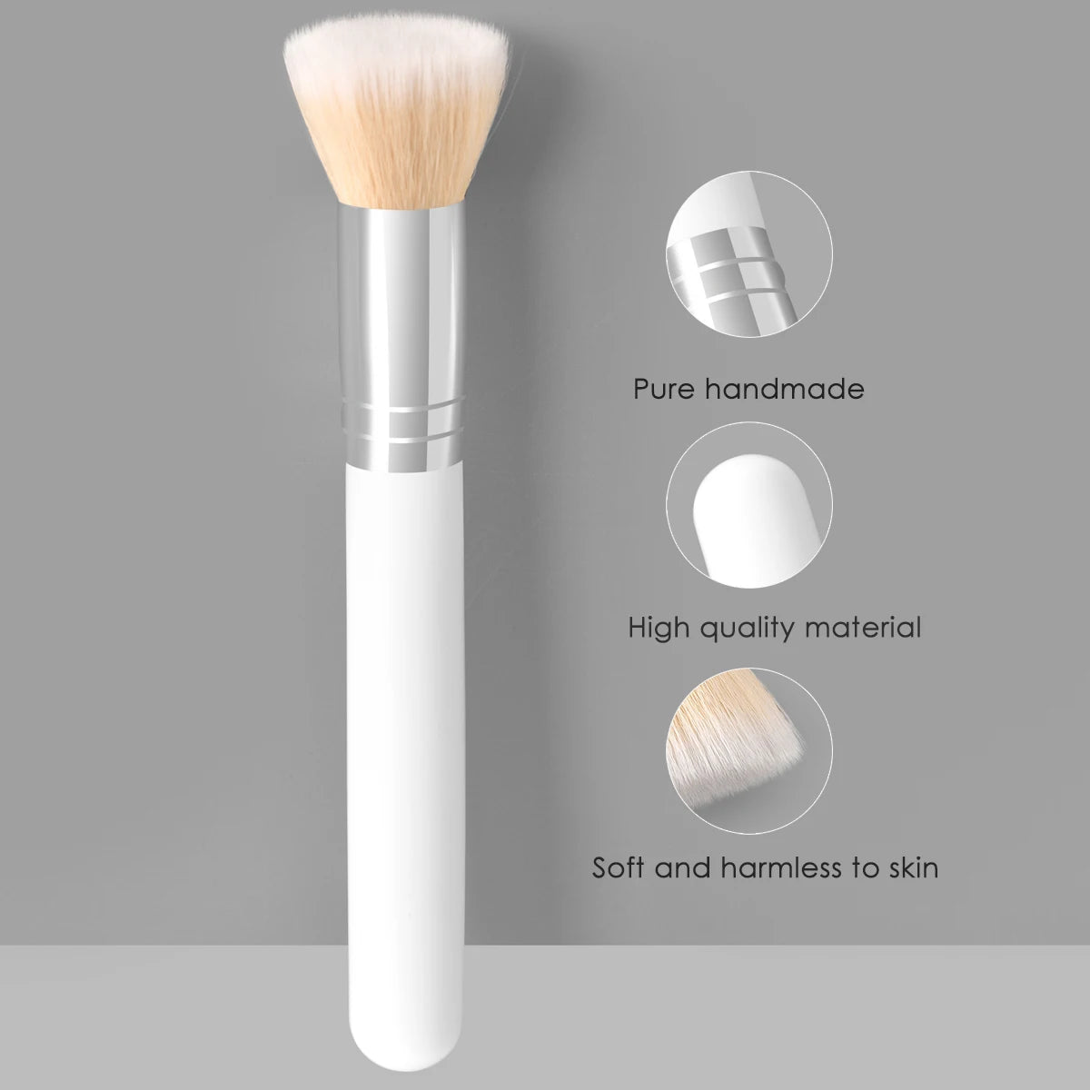Wholesale Single Cosmetic Tool Customized White New Flat Head Fan-Shaped Professional Loose Powder Makeup Brush
