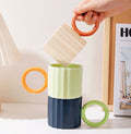 Drop Shipping Hot Sale Nordic Stripe Color Big Ear Mug 260ml Simple Coffee Cup Fresh Korean Cup Lovers Cup Water Mug