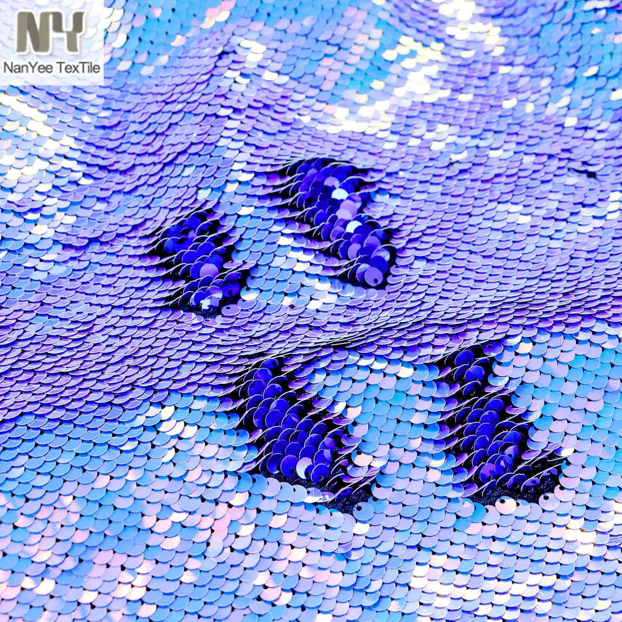 Nanyee Textile Shiny Blue Pastel Mermaid Style Paillette 5mm Sequin Fabrics