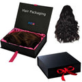 Custom Logo Black Hair Wig Packaging Box With Silk Sati Bag