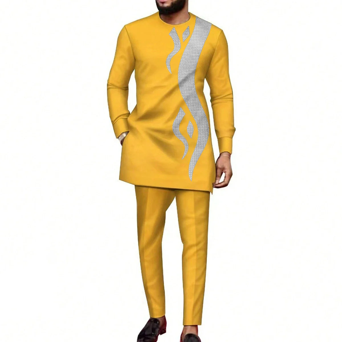 M-4XL  African Ethnic Style Long Sleeved Embroidered Casual Men's Suit Men Pants Sets Leisure