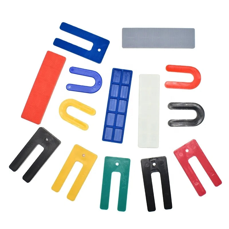 Elehk Plastic Flat Shims Structural Tile Plastic Shims for Leveling with Green Black White Grey Blue Red