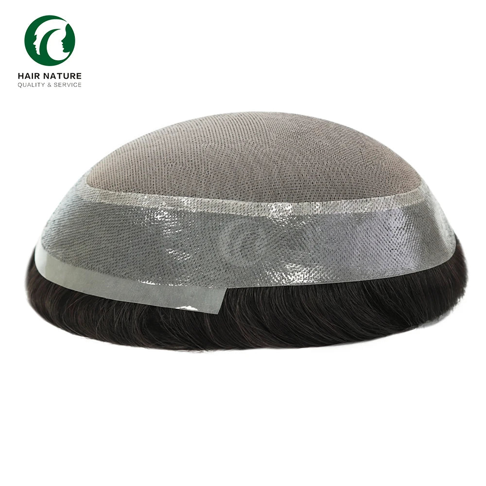 Mono PU Men's Capillary Prothesis Man Hair Toupee Wigs 100% Human Hair Toupee Durable Mono Polyskin Men Toupee MegaBDM