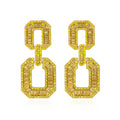 Creative Geometric Medium-length Earrings Personality Hollow Square Colored Diamond Earrings for Women Girls