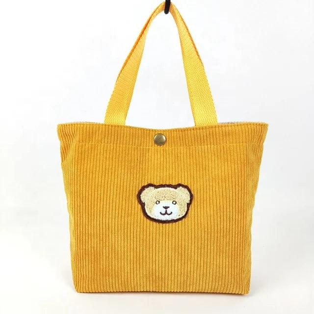Corduroy Shopping Beach Bag Canvas Shoulder Corduroy Tote Bag for Women Corduroy Bag Custom Logo
