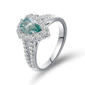 Pear 1Ct Green Moissanite Manufacturer Jewelry 925 Silver GRA Certificate Moissanite Engagement Set Ring