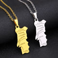 Enameled Portugal Map Chain Necklace Stainless Steel 18K Gold Plated Enamel Portugal City National Flag Map Pendant Necklace